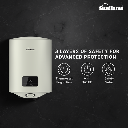 Sunflame Rolig DG Geyser 10 Litre Water Heater with Digital Display | Suitable for Hard Water | Energy Efficient 5 Star Rating | Advanced 4 layered Safety | 5 Year Inner Tank Warranty by Sunflame