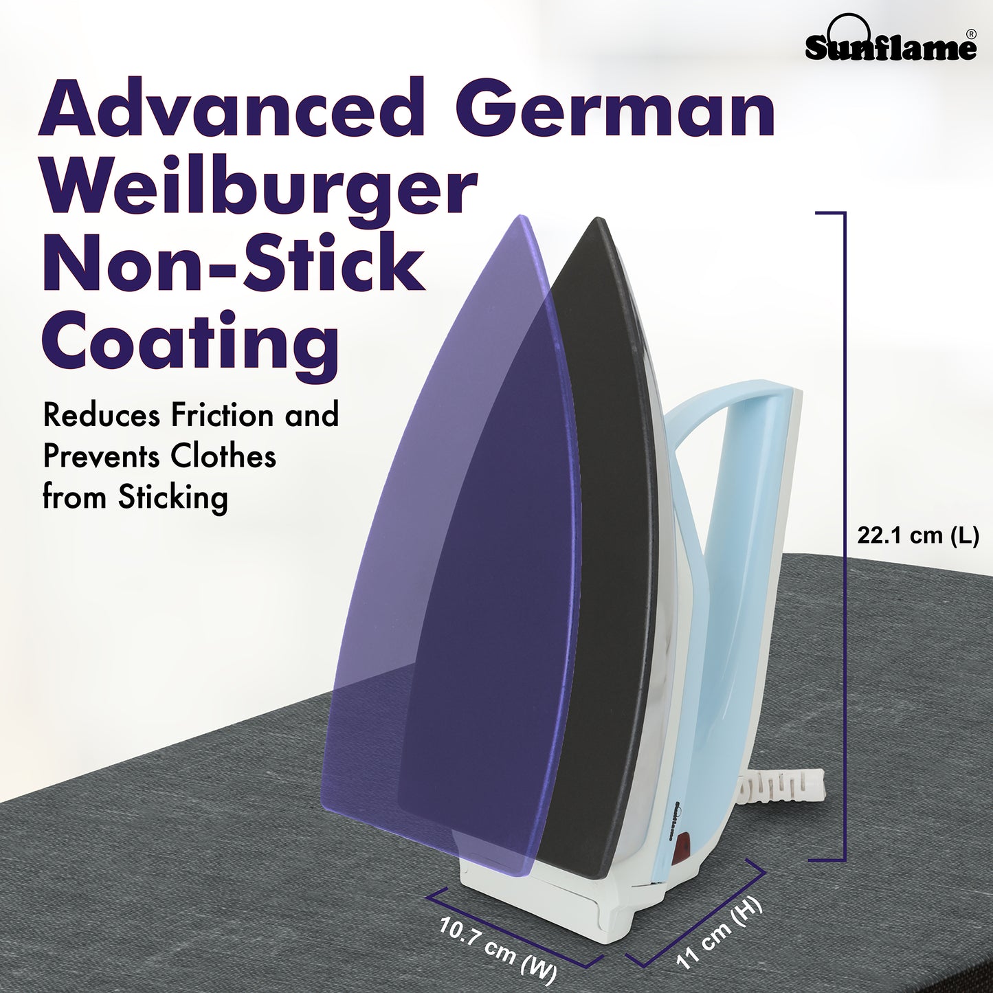 Dry Iron 1000 W with German Weilburger Non-Stick Coating | Quick Heat Up | Shock Proof Body | Auto Shut Off | 360° Swivel Cord | 5 Ironing Modes 