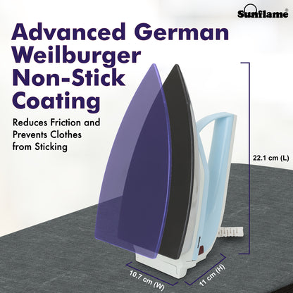 Dry Iron 1000 W with German Weilburger Non-Stick Coating | Quick Heat Up | Shock Proof Body | Auto Shut Off | 360° Swivel Cord | 5 Ironing Modes 