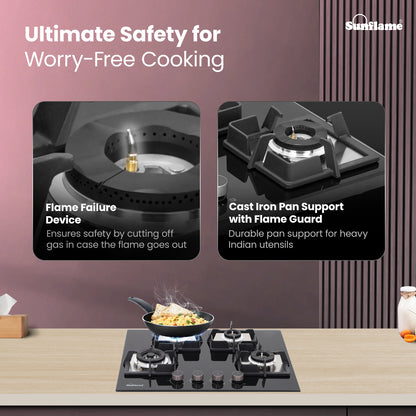 4 Burner Built-In & Countertop Flexi Hob 65 cm Wide | Flame Failure Device