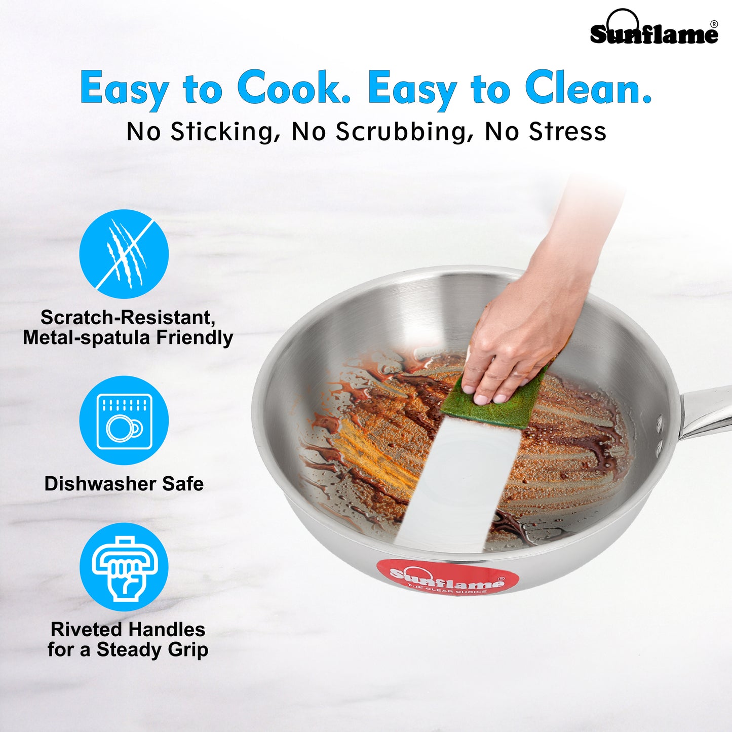 Triply Fry Pan with Stainless Steel Lid | 22 cm Diameter | Induction and Gas Stove Compatible
