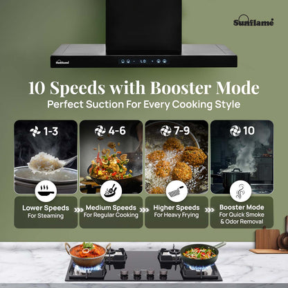 SF-AS90 | 90 cm BLDC Chimney | 1400 m³/hr suction | Low Noise Operation | Heat Auto Clean