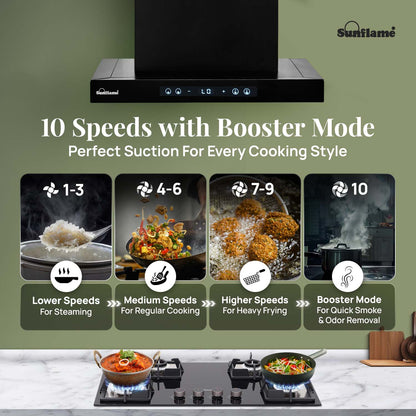 SF-AS60 | 60 cm BLDC Chimney | 1400 m³/hr suction | Low Noise Operation | Heat Auto Clean