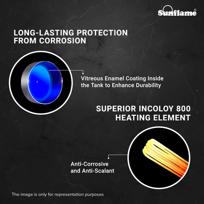 Sunflame Rolig DG Geyser 15 Litre Water Heater with Digital Display | Suitable for Hard Water | Energy Efficient 5 Star Rating | Advanced 4 layered Safety | 5 Year Inner Tank Warranty by Sunflame