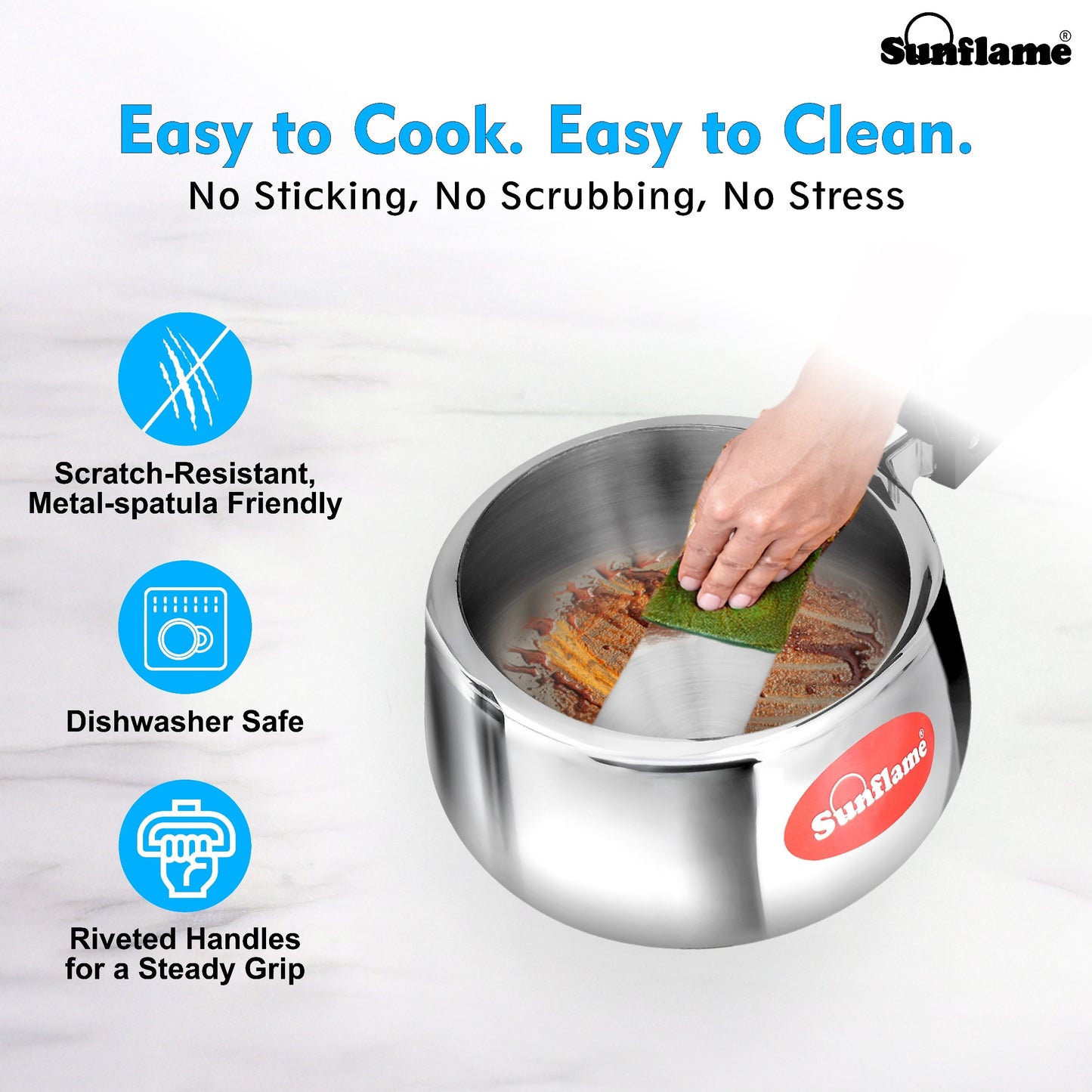 Triply Pressure Cooker 3 Litres Stainless Steel | Inner Lid | Induction and Gas StoveCompatible