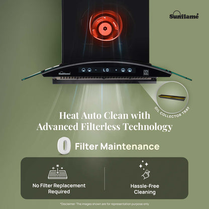 SF-RE75 | 75 cm BLDC Chimney | 1400 m³/hr suction | Low Noise Operation | Heat Auto Clean