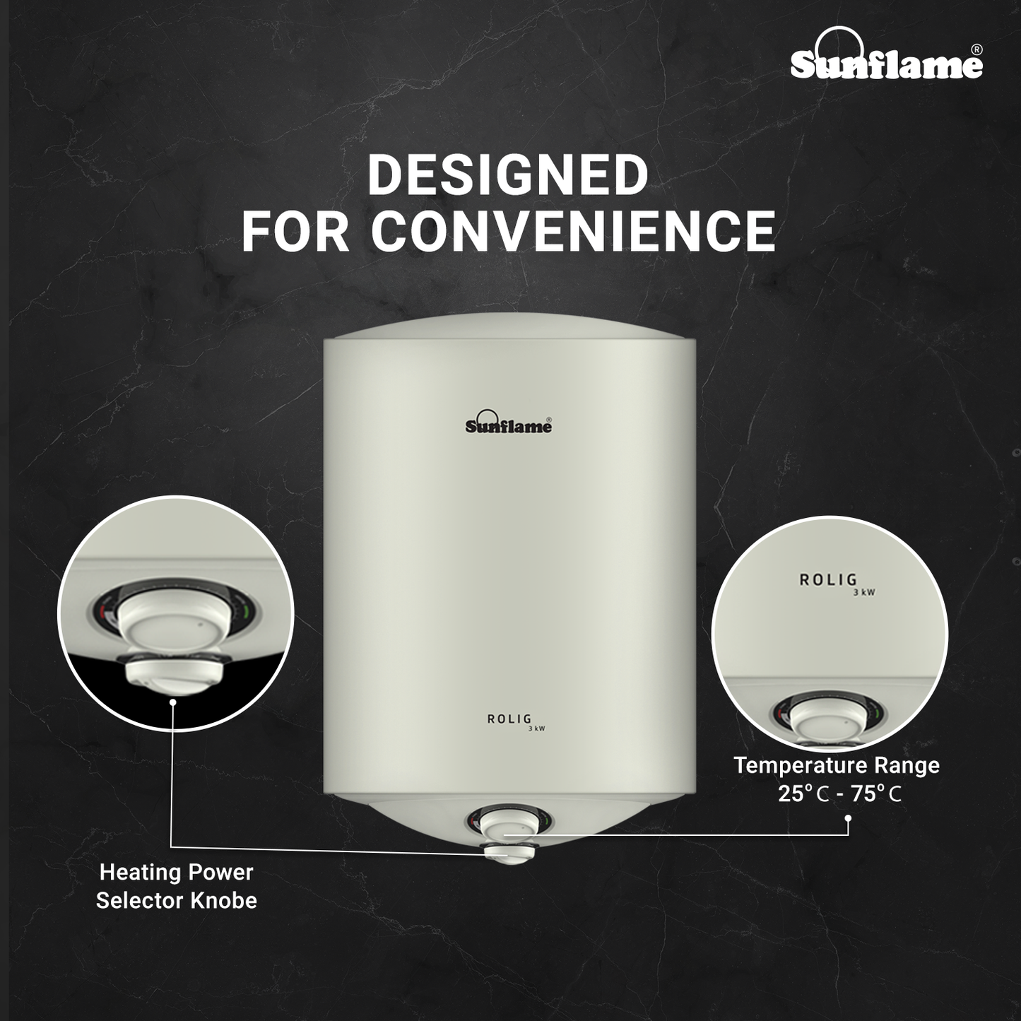 Sunflame Rolig 3kW Geyser 10 Litre Water Heater | 33% Faster Heating | Suitable for Hard Water | Energy Efficient 5 Star Rating | Advanced 4-layered Safety | 5 Year Inner Tank Warranty by Sunflame