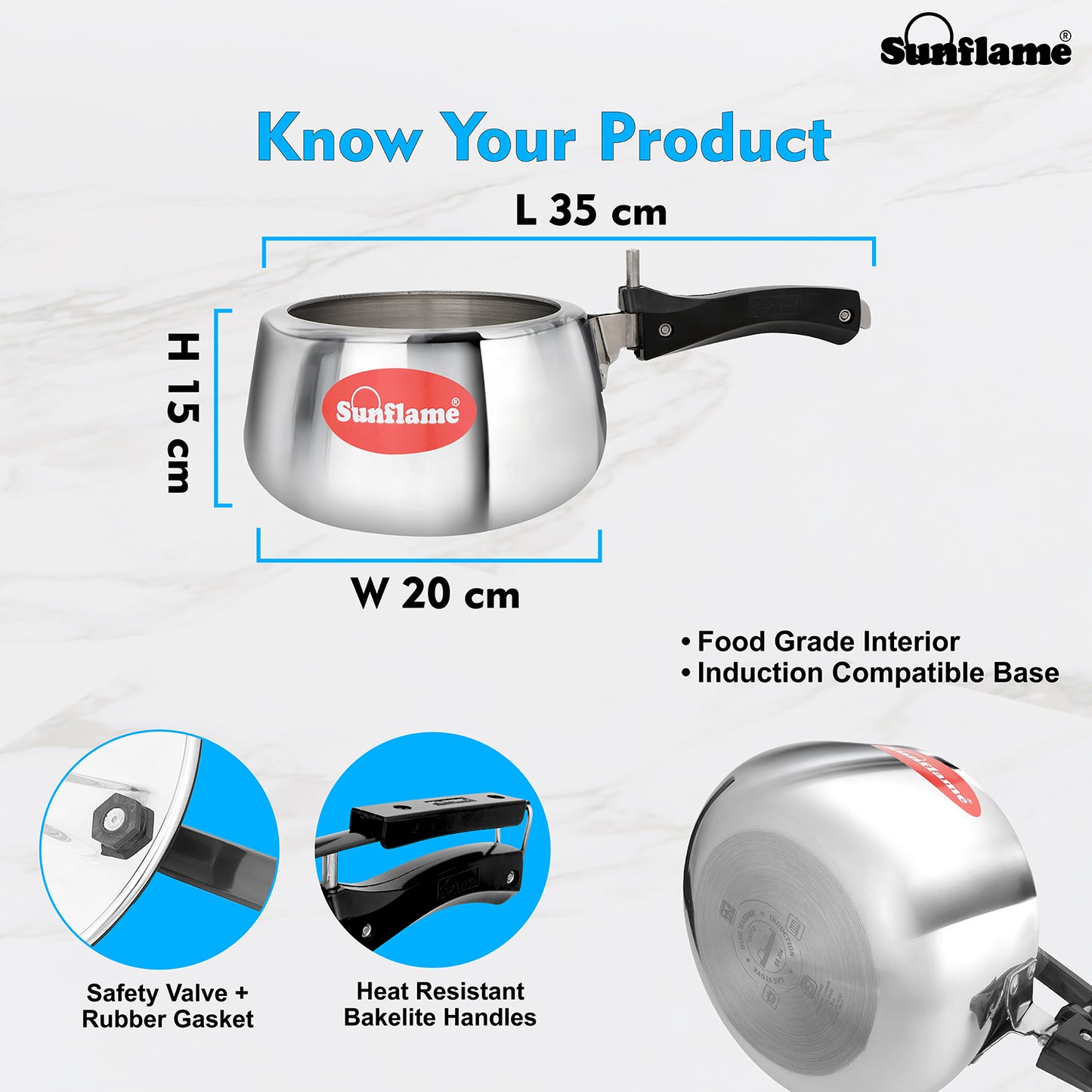 Triply Pressure Cooker 3 Litres Stainless Steel | Inner Lid | Induction and Gas StoveCompatible