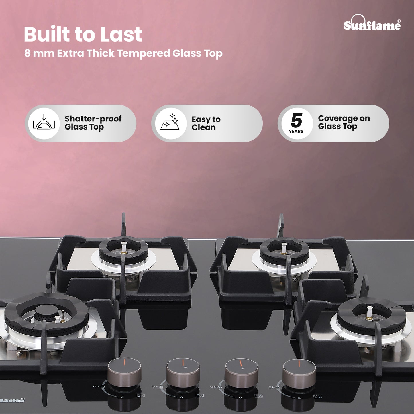 4 Burner Built-In & Countertop Flexi Hob 65 cm Wide | Flame Failure Device