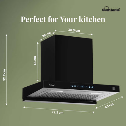 SF-AS75 | 75 cm BLDC Chimney | 1400 m³/hr suction | Low Noise Operation | Heat Auto Clean