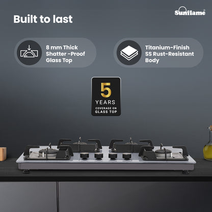 Ultra-Slim Grey 4 Burner Countertop Hob 80 cm Wide | Italian SABAF Valve