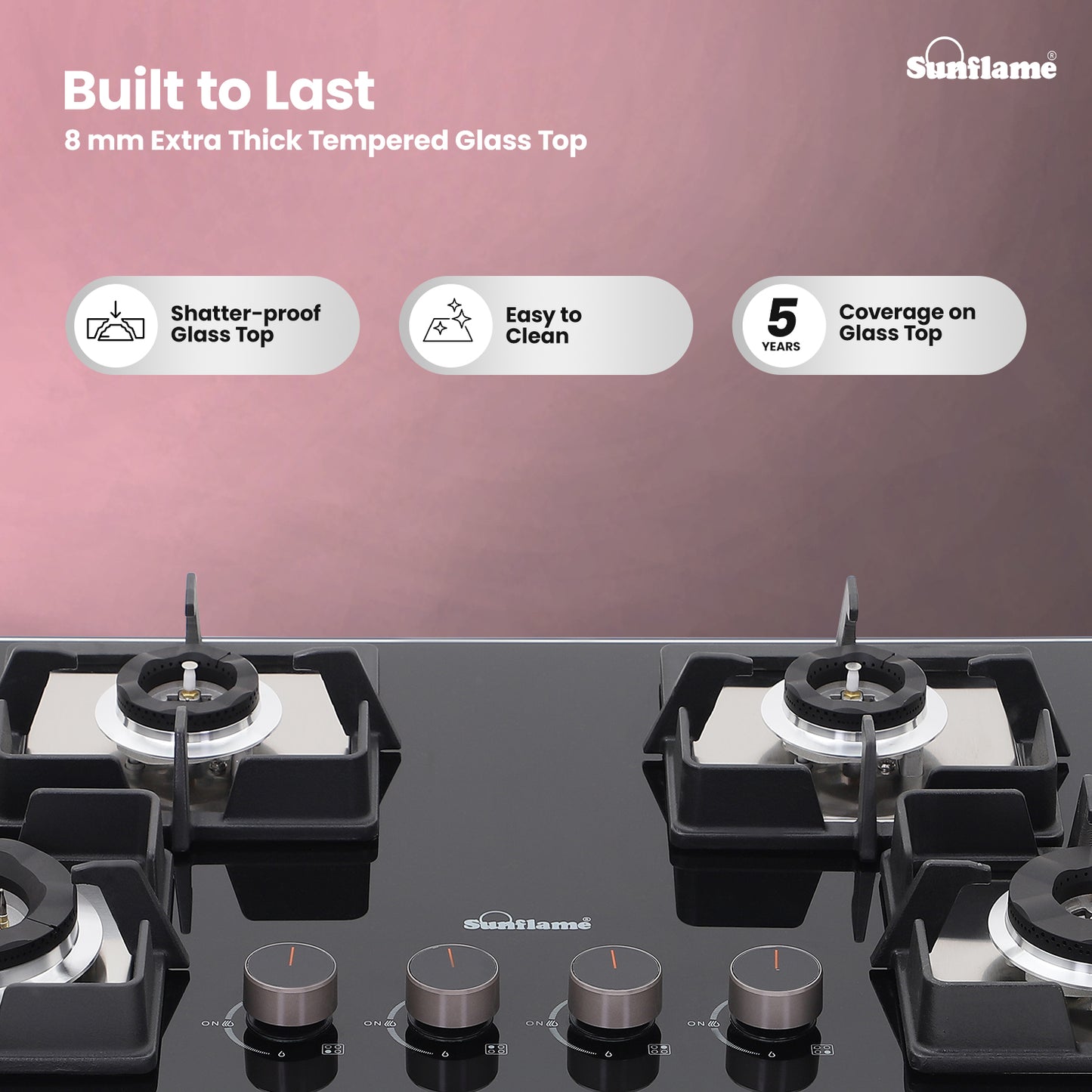 4 Burner Built-In & Countertop Flexi Hob 76 cm Wide | Flame Failure Detection