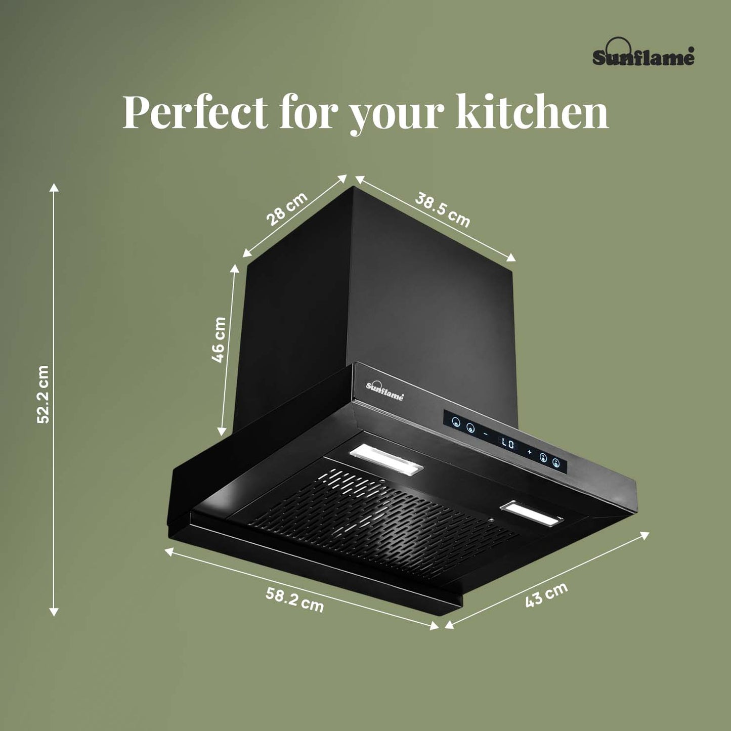 SF-AS60 | 60 cm BLDC Chimney | 1405 m³/hr suction | Low Noise Operation | Heat Auto Clean