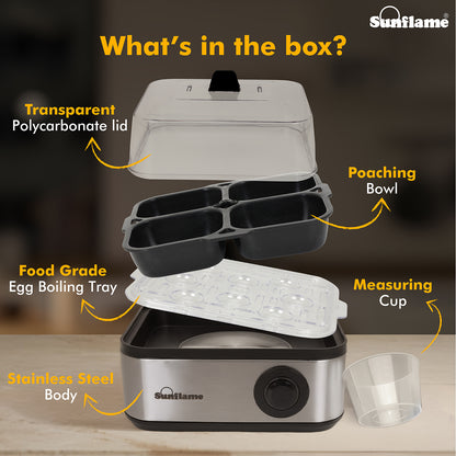 3-in-1 Egg Boiler | Boil 8 Eggs, Poach 4 Eggs, Steam Vegetables | 1 Year Warranty