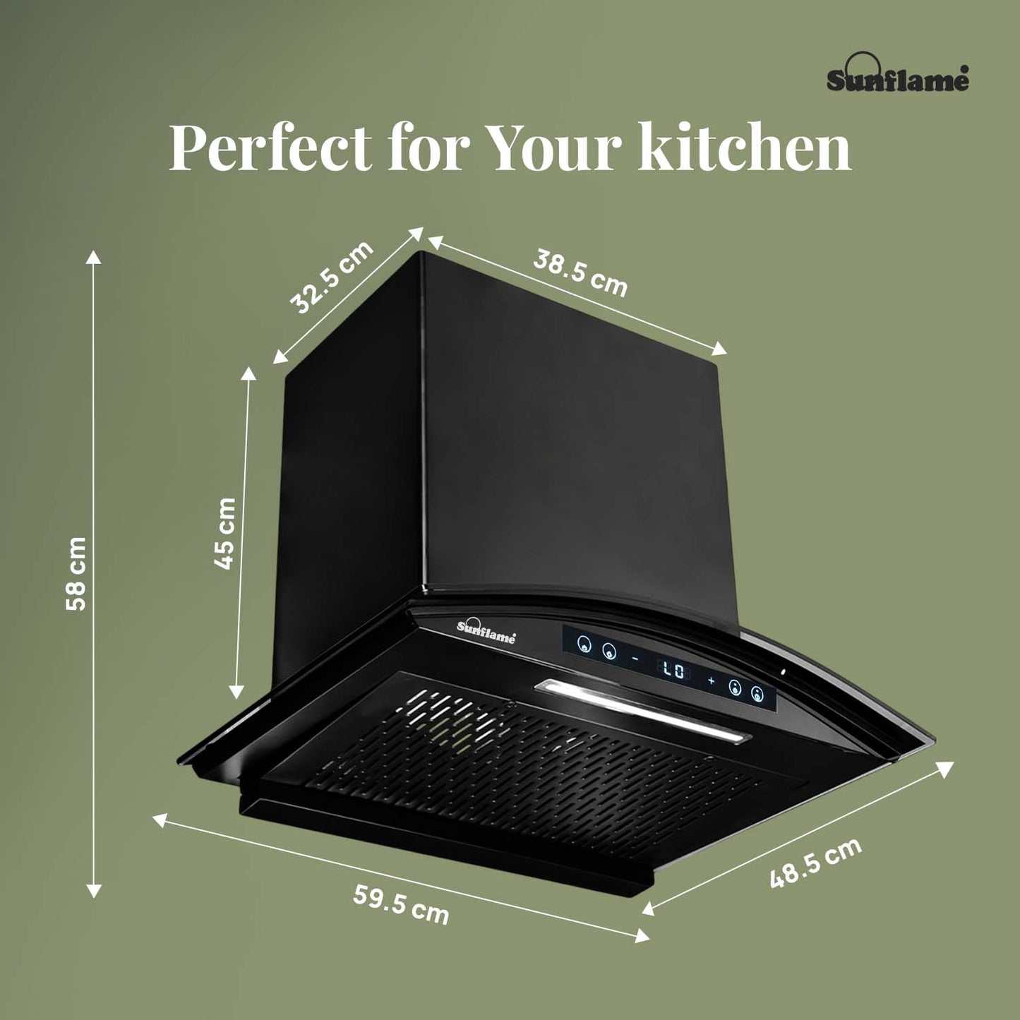 SF-RE60 | 60 cm BLDC Chimney | 1400 m³/hr suction | Low Noise Operation | Heat Auto Clean