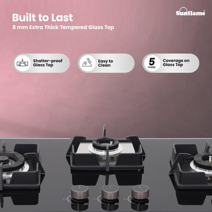 3 Burner Built-In & Countertop Flexi Hob 76 cm Wide |  Flame Failure Device