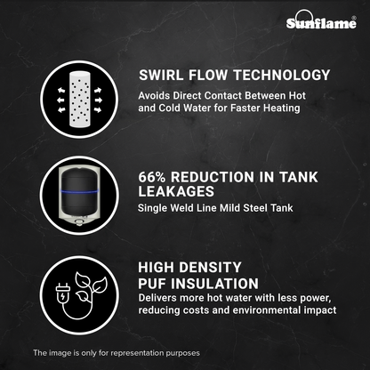 Sunflame Rolig 3kW Geyser 10 Litre Water Heater | 33% Faster Heating | Suitable for Hard Water | Energy Efficient 5 Star Rating | Advanced 4-layered Safety | 5 Year Inner Tank Warranty by Sunflame