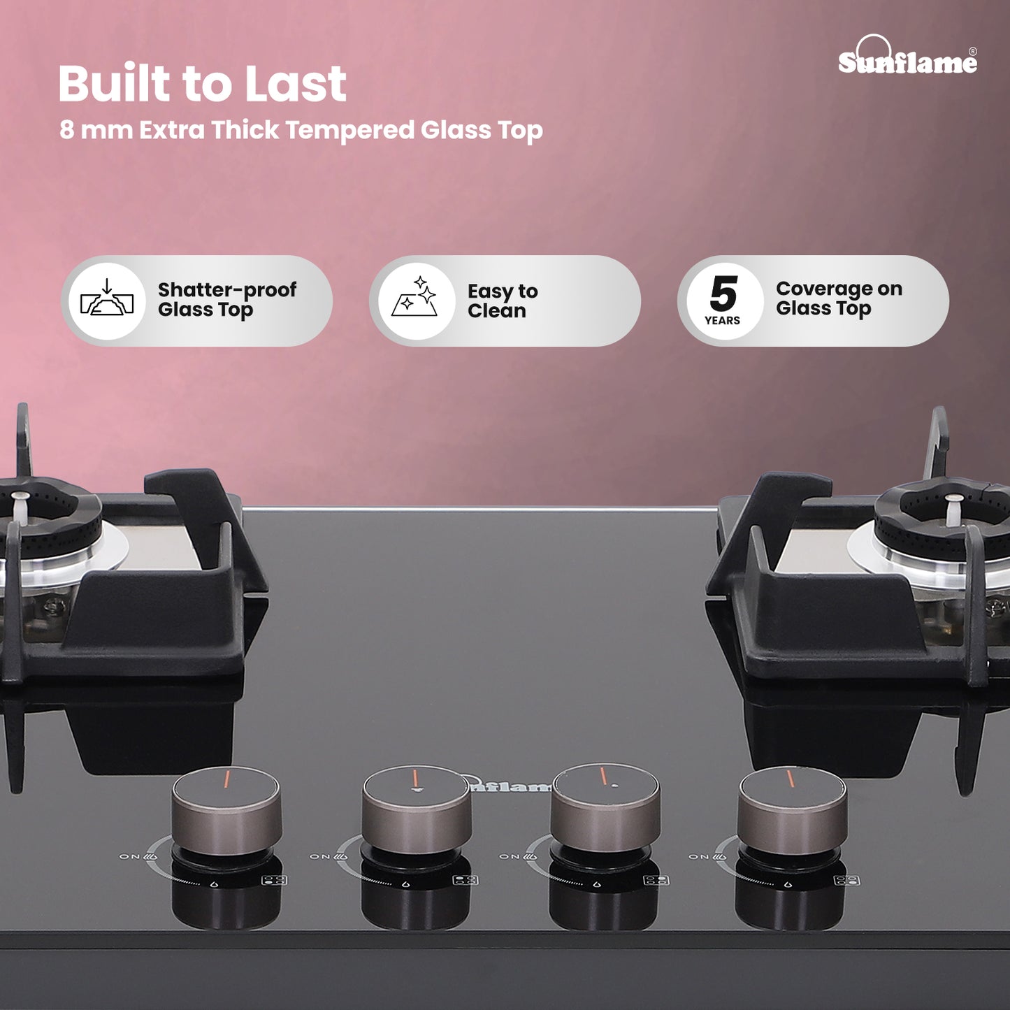 4 Burner Built-In & Countertop Flexi Hob 80 cm Wide |  Flame Failure Device