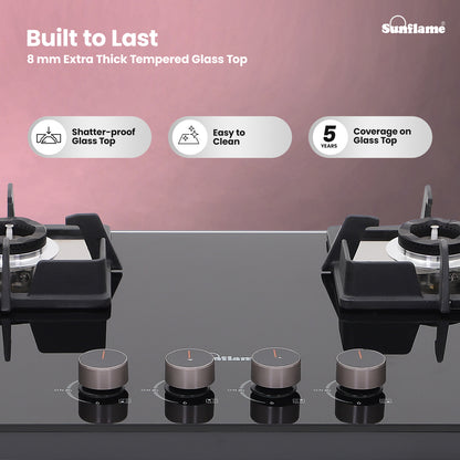 4 Burner Built-In & Countertop Flexi Hob 80 cm Wide |  Flame Failure Device