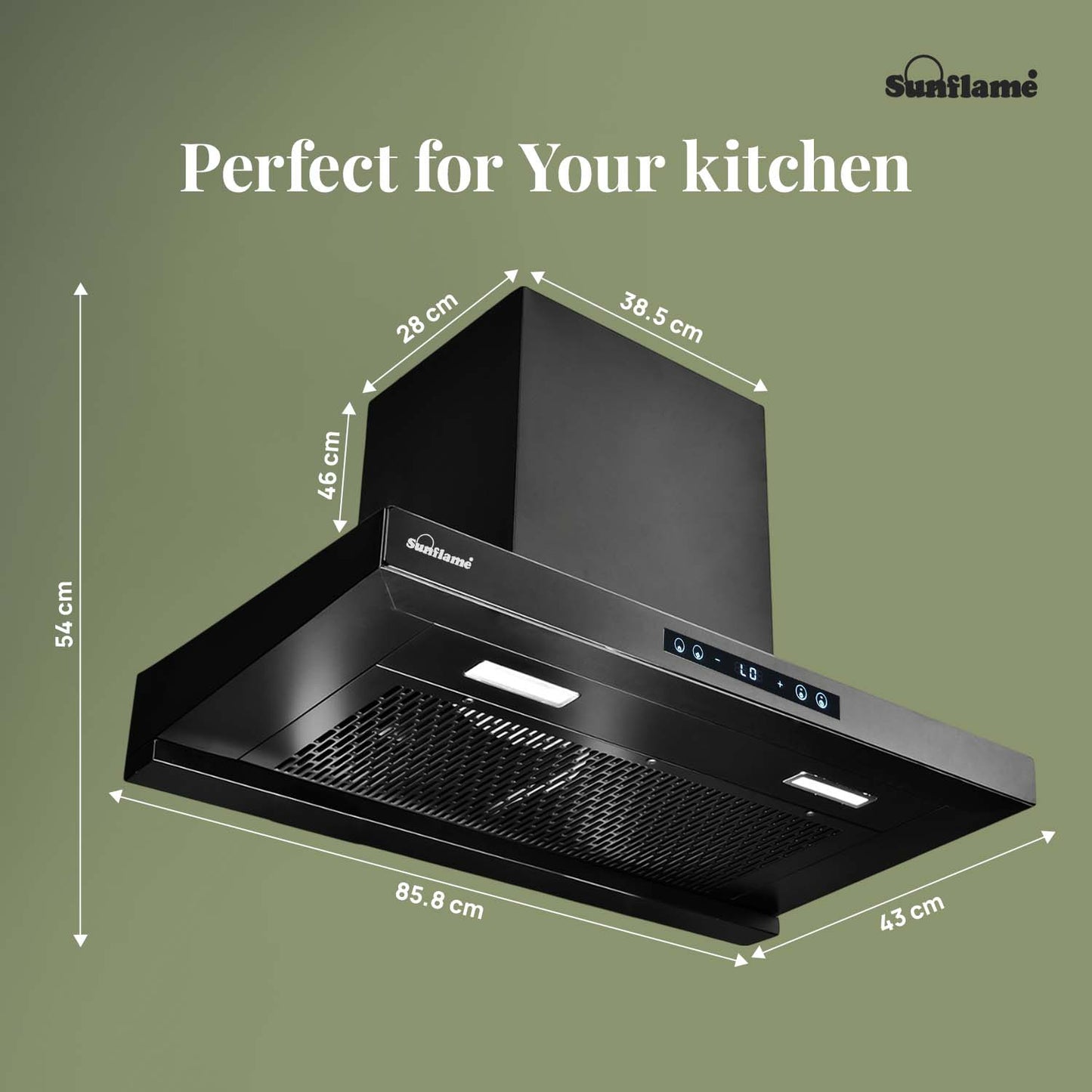 SF-AS90 | 90 cm BLDC Chimney | 1400 m³/hr suction | Low Noise Operation | Heat Auto Clean