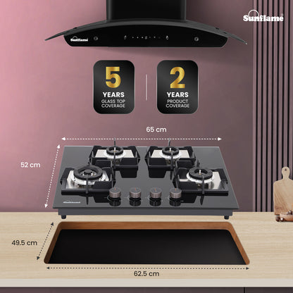 4 Burner Built-In & Countertop Flexi Hob 65 cm Wide | Flame Failure Device