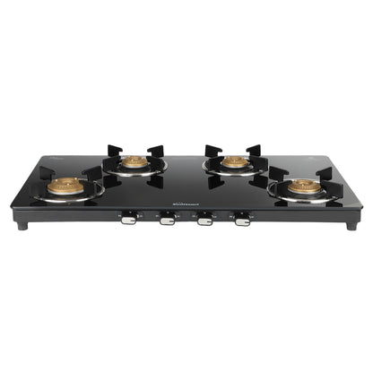 Zenial 4 Burner Slim Glass Top Gas Stove | 80 cm Wide | Toughened Glass Top