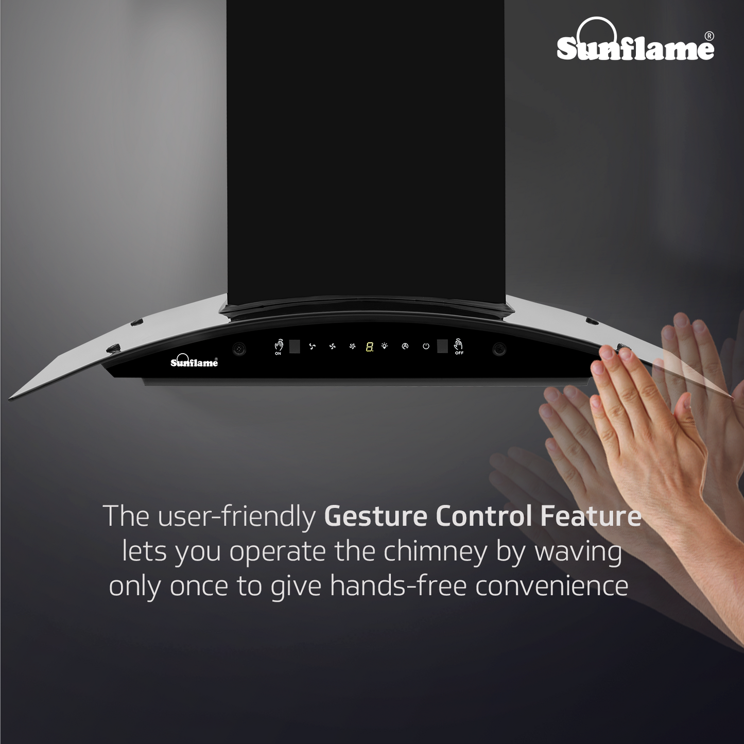 Sunflame Roma 75 cm Filterless Auto-Clean Chimney | 1200 m³/h High Suction Capacity