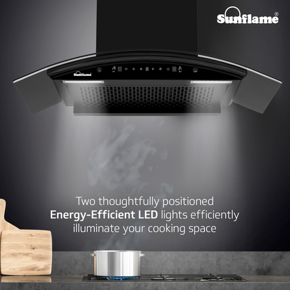 Sunflame Roma 75 cm Filterless Auto-Clean Chimney | 1200 m³/h High Suction Capacity