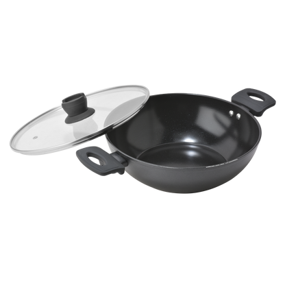 CREMARE KADHAI WITH GLASS LID 280 MM
