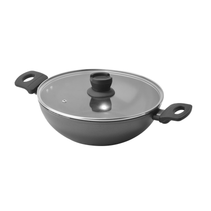 CREMARE KADHAI WITH GLASS LID 280 MM