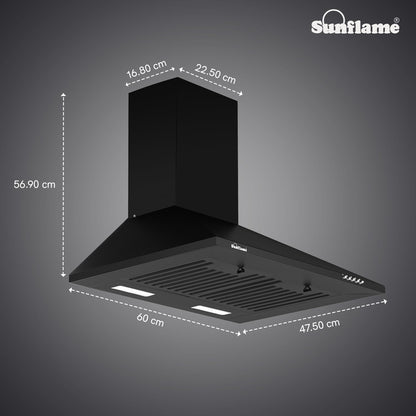 Maleo 60 BF Chimney | 60 cm | 900 m³/h Suction Capacity | Baffle Filters | Push Button Control