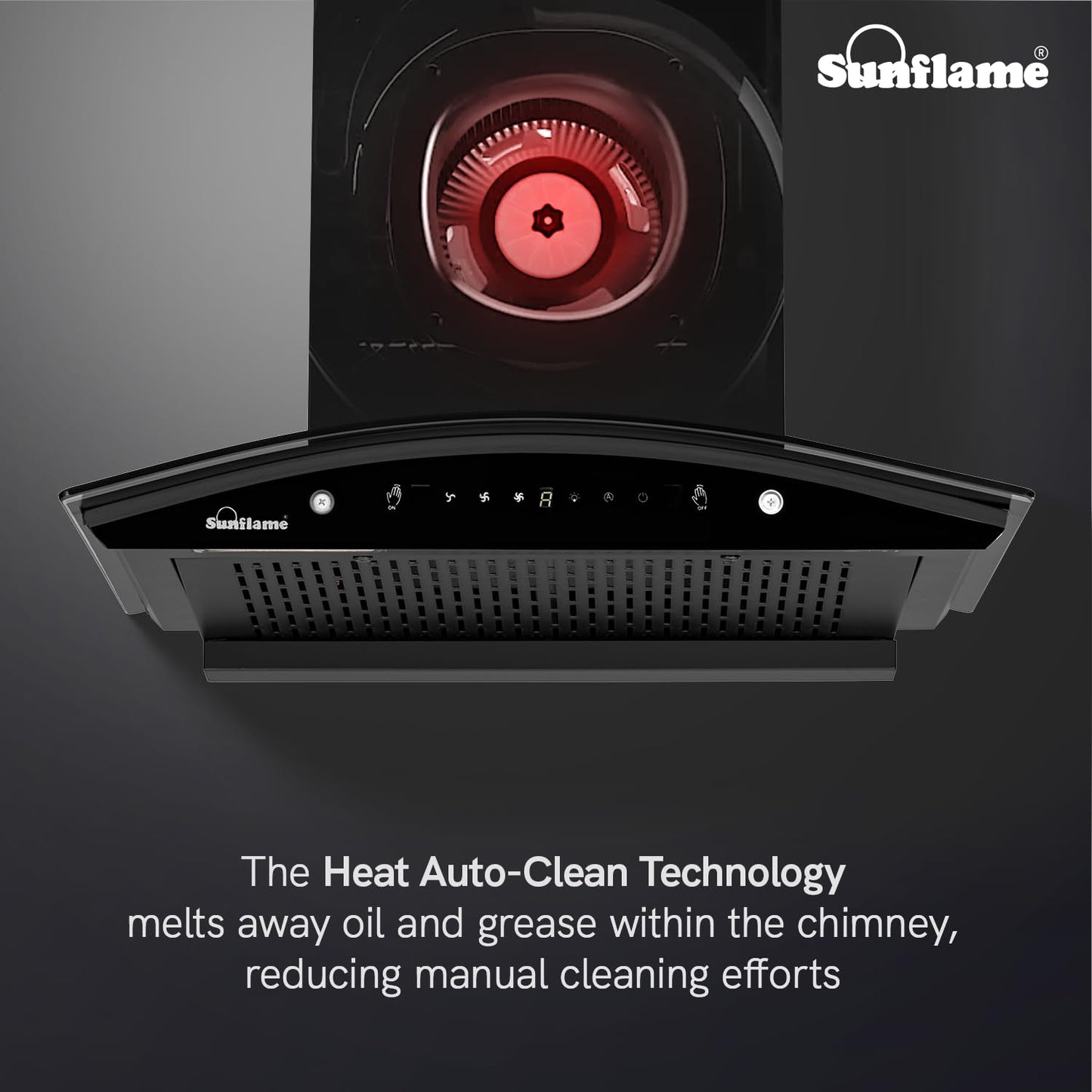 Roma High Efficiency Filterless Auto-Clean Chimney | 60 cm | 1200 m³/h Suction Capacity | Gesture Control with Touch Panel