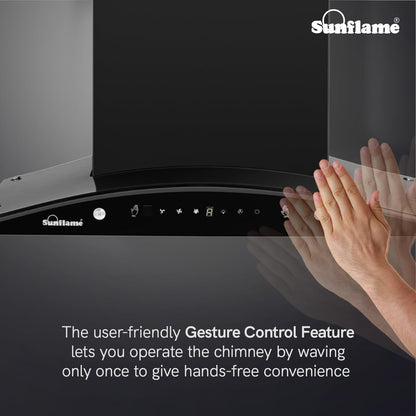 Roma High Efficiency Filterless Auto-Clean Chimney | 60 cm | 1200 m³/h Suction Capacity | Gesture Control with Touch Panel