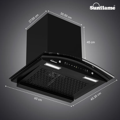 Roma High Efficiency Filterless Auto-Clean Chimney | 60 cm | 1200 m³/h Suction Capacity | Gesture Control with Touch Panel