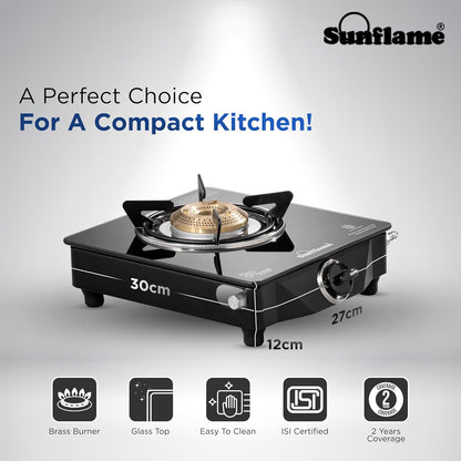 One Burner Gas Stove | Jumbo Burner Gas Stove | Heavy Duty Pan Support| Black