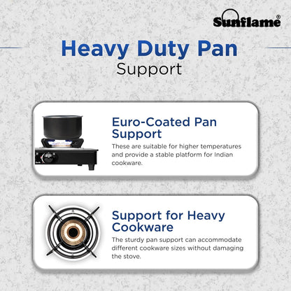 Sunflame Granito 4 Burner Gas Stove | 1 Jumbo, 1 Medium and 2 Small Brass Burners | 2 Years Product Coverage by Sunflame | Granite Finish Glass Top | Easy to Maintain | PAN India Presence| Black