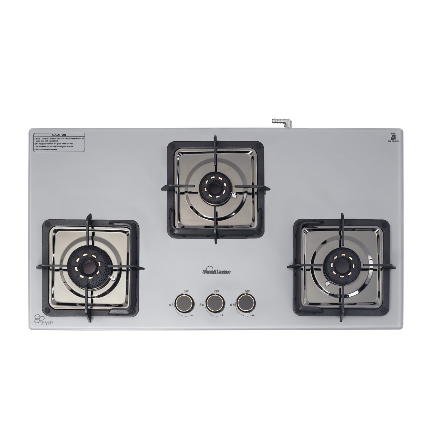 Ultra-Slim Grey 3 Burner Countertop Hob 80 cm Wide | Italian SABAF Valve