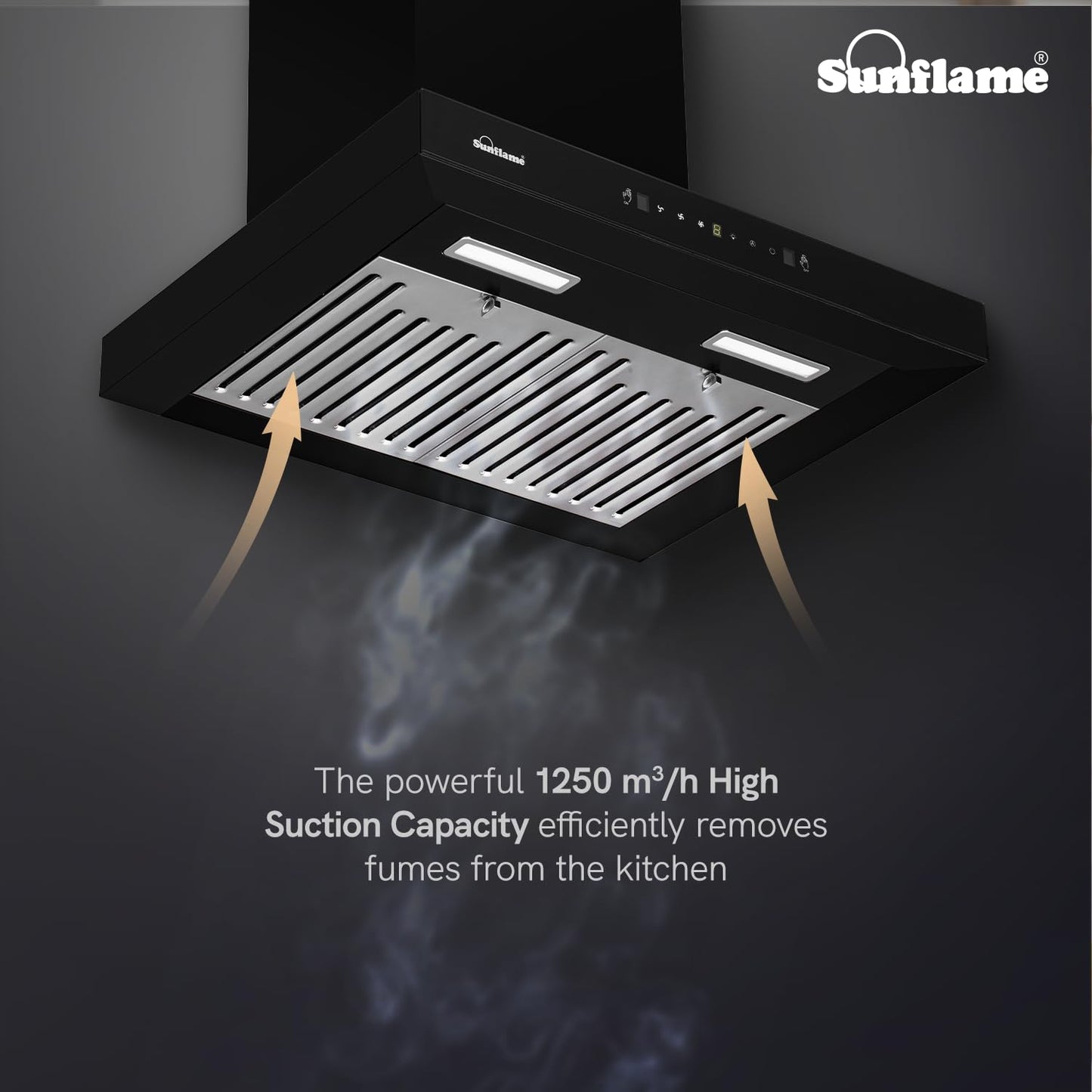 Lancer Chimney | 60 cm | 1250 m³/h High Suction Capacity | Heat Auto-Clean | Gesture Control with Touch Panel