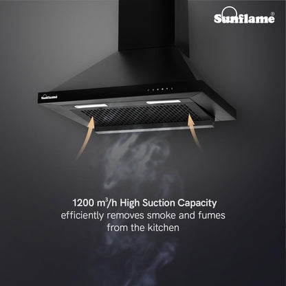 Maleo 60 FL HAC Filterless Auto-Clean Chimney | 60 cm| High Suction of 1200 m³/h | Push Button Control