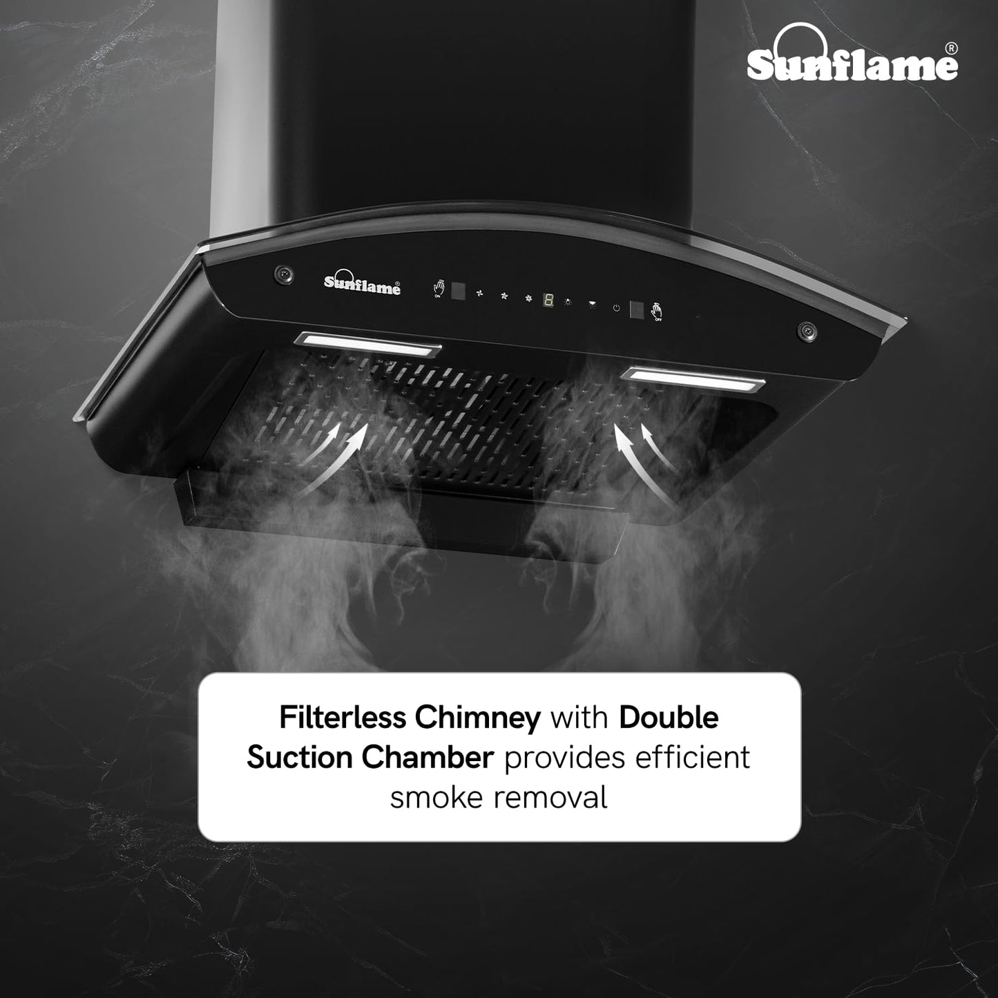 Lamia 60 FL HAC TC Filterless Auto-Clean Chimney | 60 cm | 1400 m³/h High Suction Capacity | Gesture Control with Touch Panel