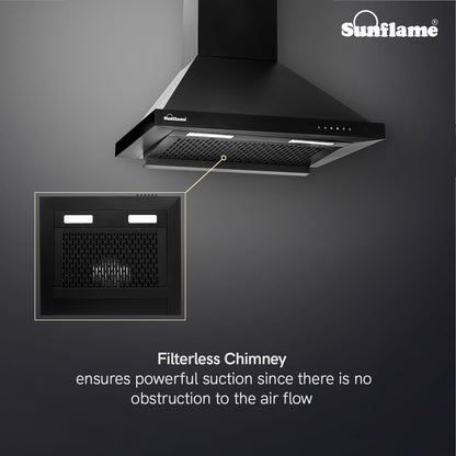 Maleo 60 FL HAC Filterless Auto-Clean Chimney | 60 cm| High Suction of 1200 m³/h | Push Button Control