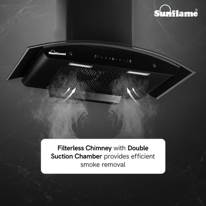 Lamia 90 FL HAC TC Filterless Auto-Clean Chimney | 90 cm | 1400 m³/h High Suction Capacity | Gesture Control with Touch Panel