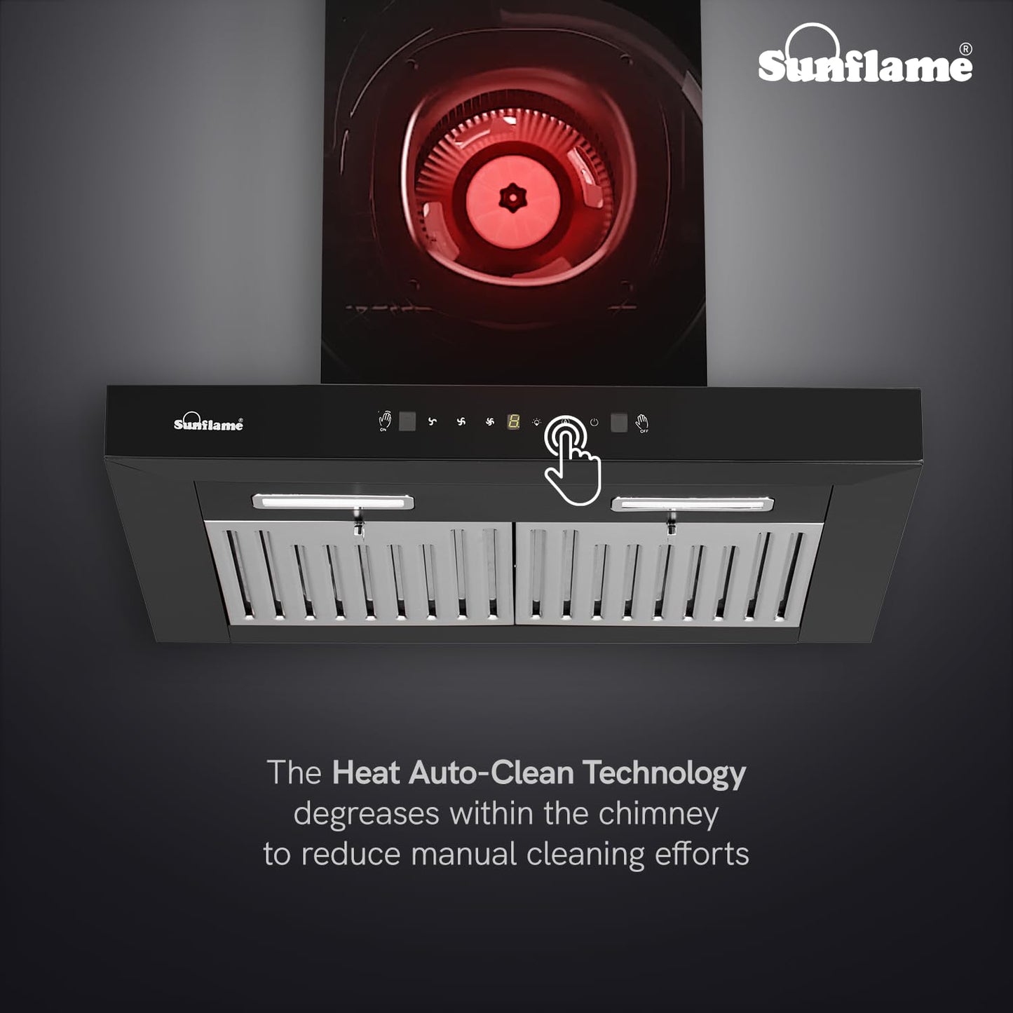 Lancer Chimney | 60 cm | 1250 m³/h High Suction Capacity | Heat Auto-Clean | Gesture Control with Touch Panel