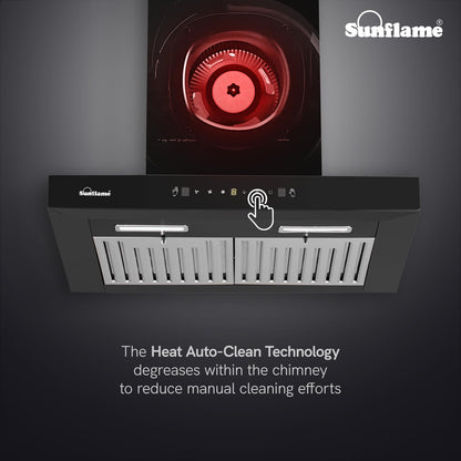 Lancer Chimney | 60 cm | 1250 m³/h High Suction Capacity | Heat Auto-Clean | Gesture Control with Touch Panel