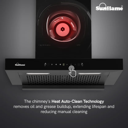 Glanza High Efficiency Filterless Auto-Clean Chimney | 60 cm| 1250 m³/h Suction Capacity | Gesture Control with Touch Panel