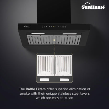 Lancer Chimney | 60 cm | 1250 m³/h High Suction Capacity | Heat Auto-Clean | Gesture Control with Touch Panel