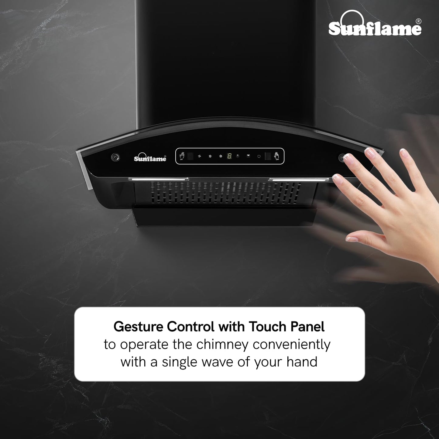 Lamia 60 FL HAC TC Filterless Auto-Clean Chimney | 60 cm | 1400 m³/h High Suction Capacity | Gesture Control with Touch Panel