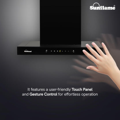 Glanza High Efficiency Filterless Auto-Clean Chimney | 60 cm| 1250 m³/h Suction Capacity | Gesture Control with Touch Panel