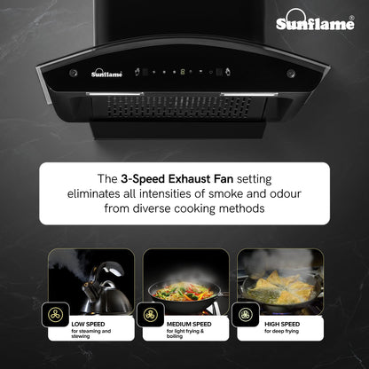 Lamia 60 FL HAC TC Filterless Auto-Clean Chimney | 60 cm | 1400 m³/h High Suction Capacity | Gesture Control with Touch Panel