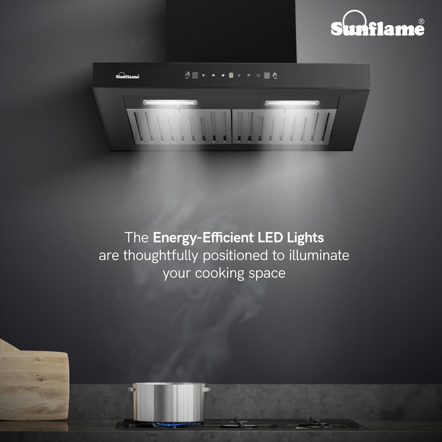 Lancer Chimney | 60 cm | 1250 m³/h High Suction Capacity | Heat Auto-Clean | Gesture Control with Touch Panel